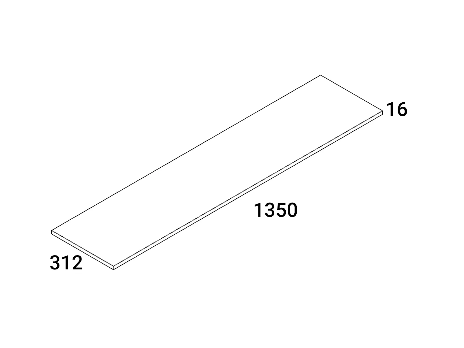 Kalustelevy 1350x312x16mm tammi woodline - Image 2