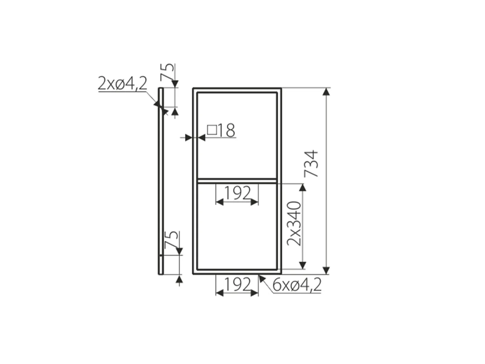 Row hyllykehys 734 mitat