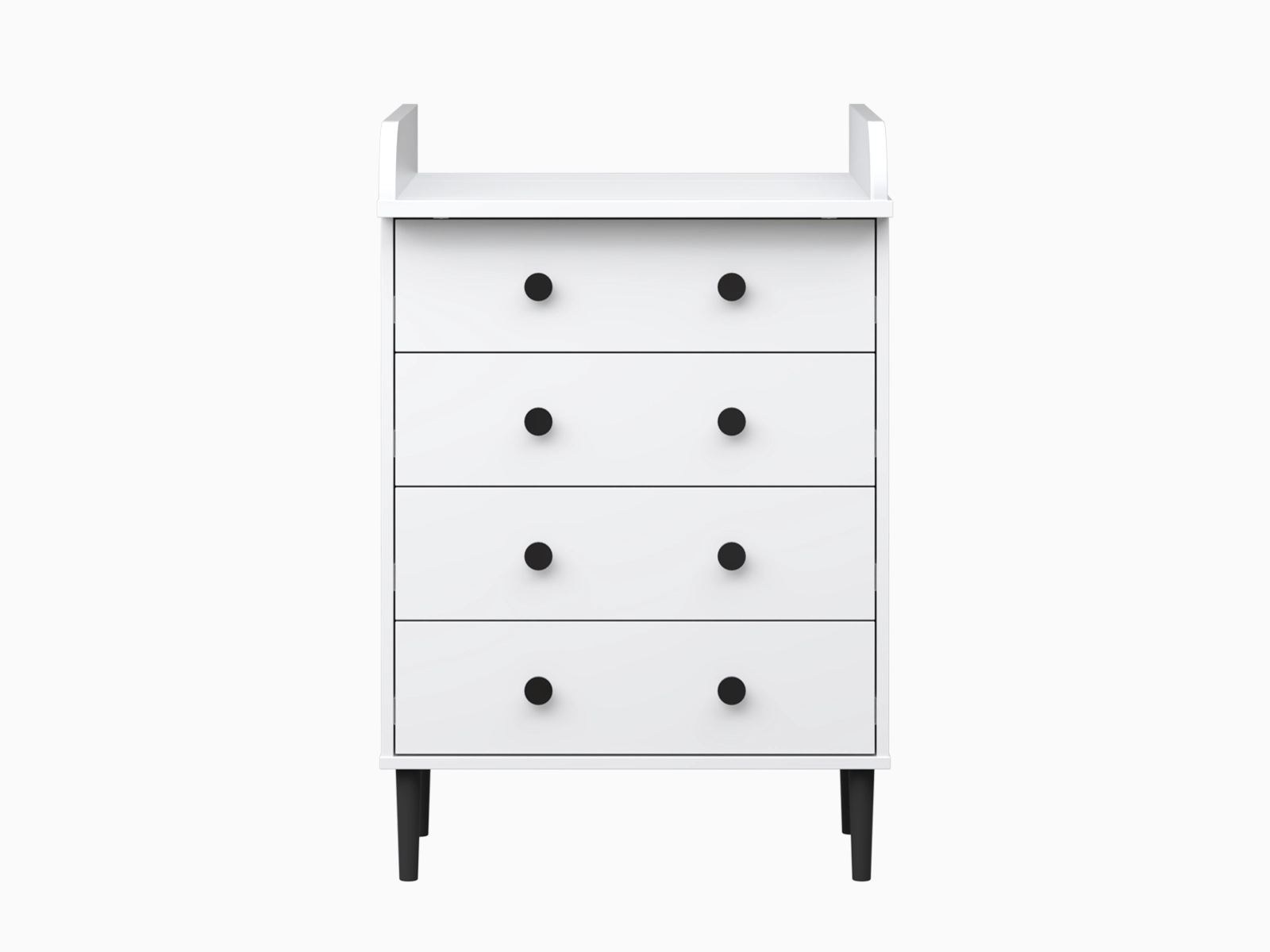 Nyytti Lipasto hoitotasolla valkoinen ja musta nuppivetimillä - Image 3