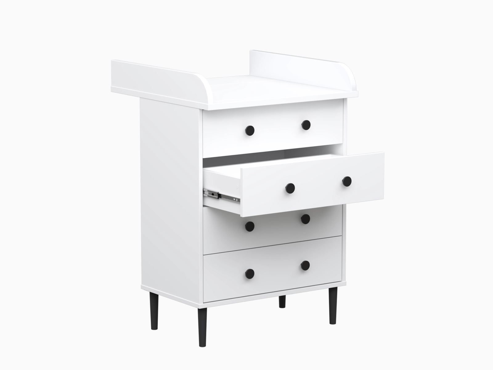 Nyytti Lipasto hoitotasolla valkoinen ja musta nuppivetimillä - Image 5