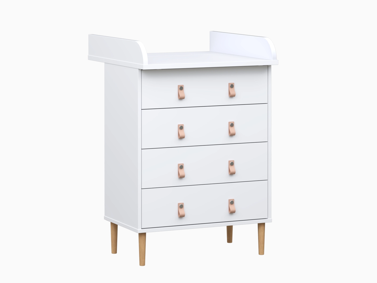 Nyytti Lipasto hoitotasolla valkoinen nahkavetimillä