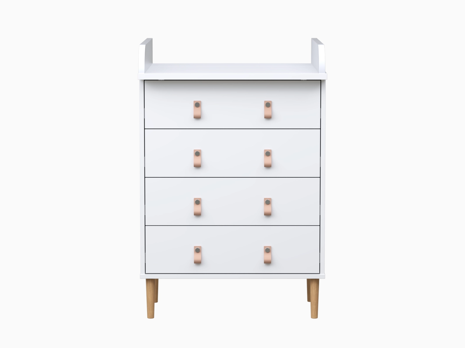 Nyytti Lipasto hoitotasolla valkoinen nahkavetimillä - Image 4